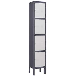4-Tier Metal Locker 4 Doors Storage Shelves Locker 12 in. D x 12 in. W x 66 in. H in Gray White for Employees Workers