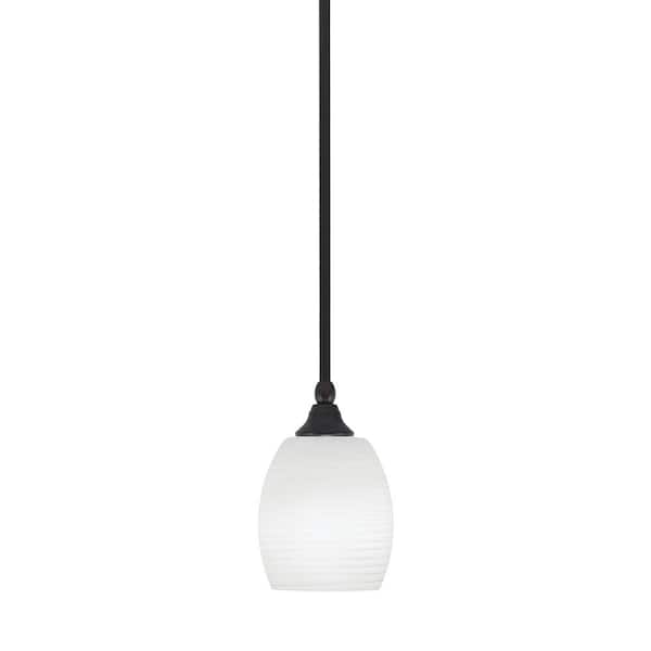 Unbranded Sparta 100-Watt 1-Light Espresso Shaded Pendant Light Mini Pendant with White Linen Glass, No Bulb Included