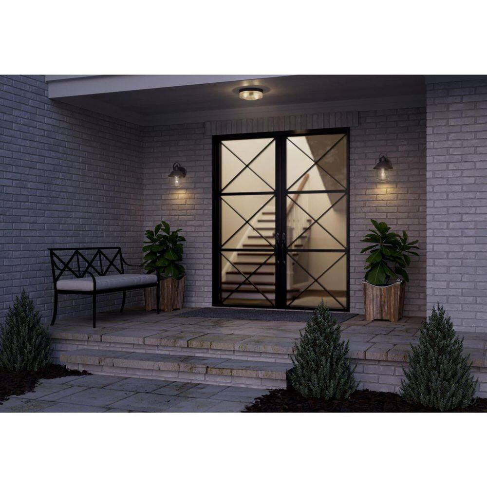 Black Bronze Medium Outdoor Wall Lantern with Clear Glass