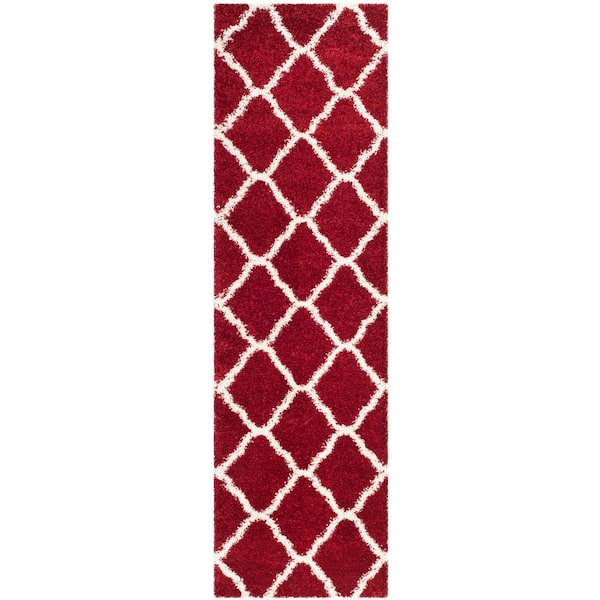 Hudson 2 ft. x 12 ft.Red/Ivory Geometric Runner Rug