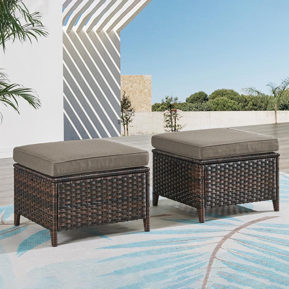 Pocassy 2 Pack Wicker Outdoor Ottoman Steel Frame Footstool With   Pocassy Outdoor Ottomans Pj014 3 64 1000 