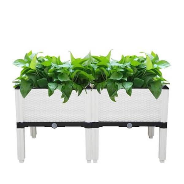 Karl home 15 in. W x 10 in. H White Plastic Raised Garden Bed (2-Pack)
