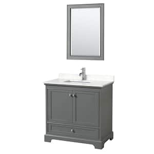 Deborah 36"W x 22"D Single Vanity in Dark Gray w/ Cultured Marble Vanity Top in LightVein Carrara w/ Basin & Mirror