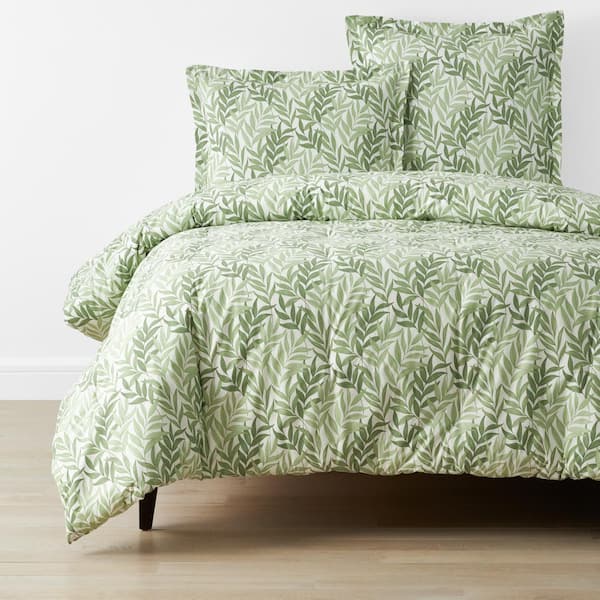 The Company Store Company Cotton Tulum Leaf Moss Green Floral Twin/Twin XL Cotton Percale Comforter