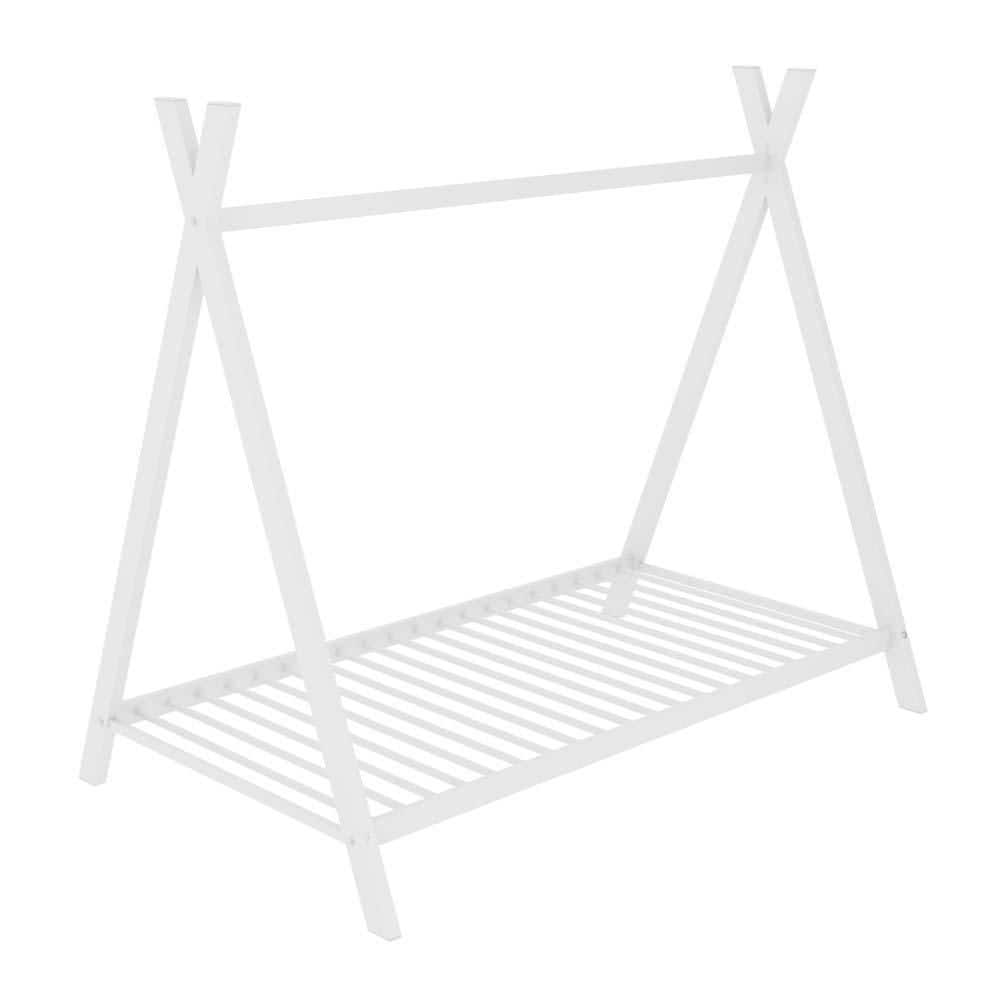 wetiny White Twin Metal Bed Frame ZT0914011 The Home Depot