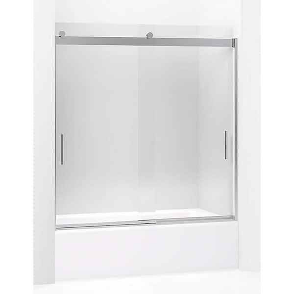 KOHLER Levity 57-60 in. W x 62 in. H Frameless Sliding Bath Door in Bright Polished Silver with 5/16 in. Thick Clear Glass