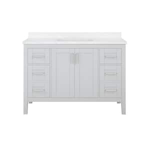 Sepal 48 in. W x 21 in. D x 34 in. H Single Sink Bath Vanity in Dove Gray with White Engineered Marble Top