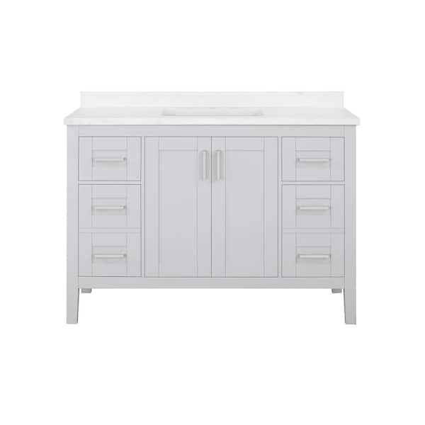Sepal 48 in. Single Sink Dove Gray Bath Vanity with White Engineered Marble Top (Assembled)