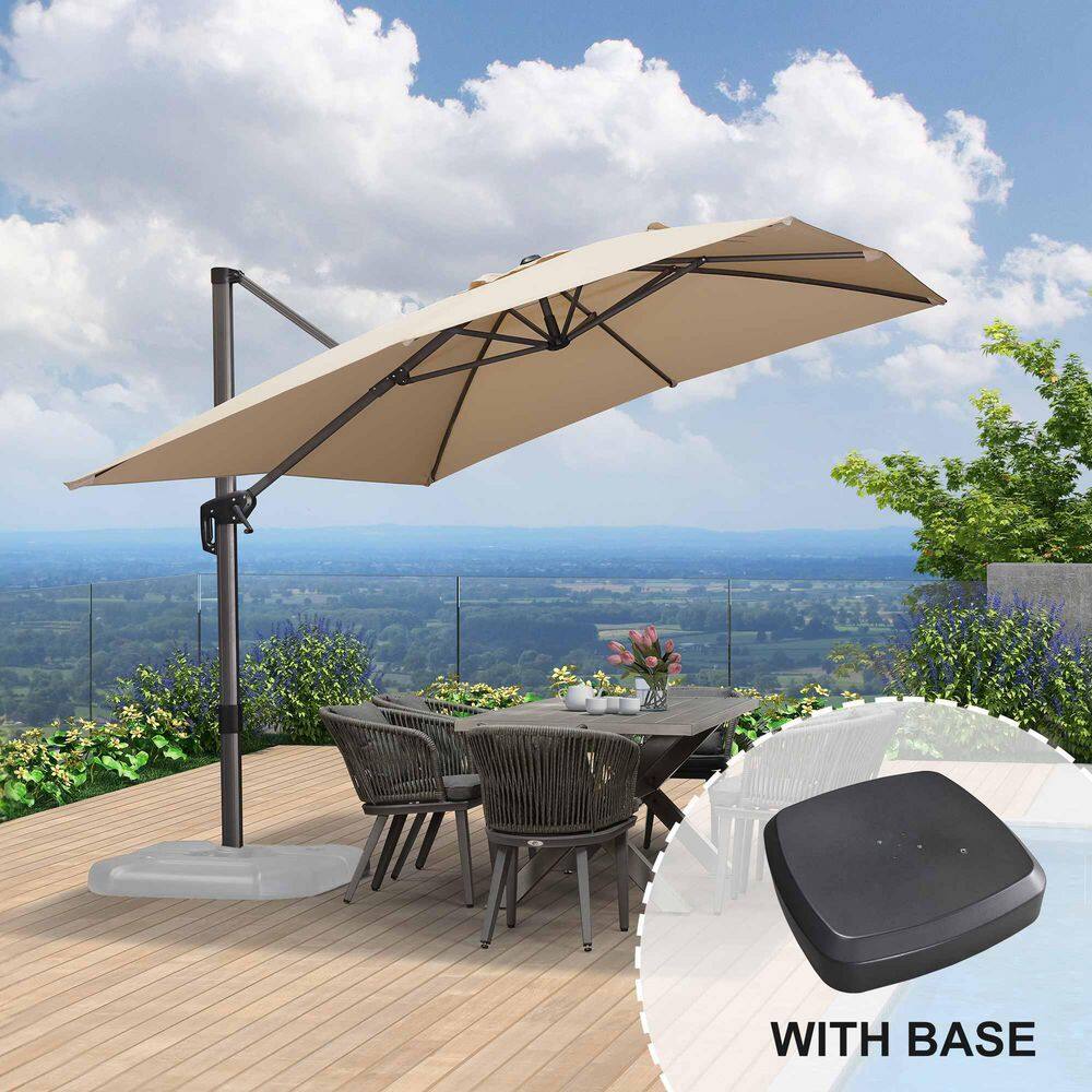 9 ft. x 11.5 ft. Aluminum Outdoor Patio Cantilever Umbrella Offset 360-Degree Rotation Umbrella with Wheels Base, Beige price history on PriceWatchPro