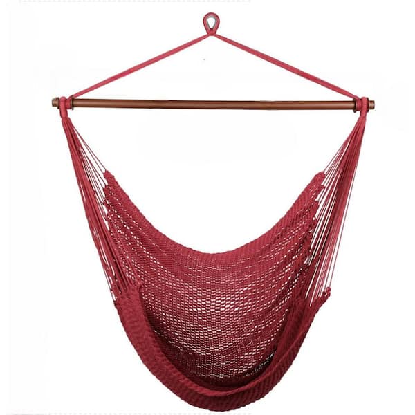 Unbranded 4 ft. Caribbean Hammock Swing Chair with Detachable Metal Bar, 330 LBS Weight Capacity in Firebrick