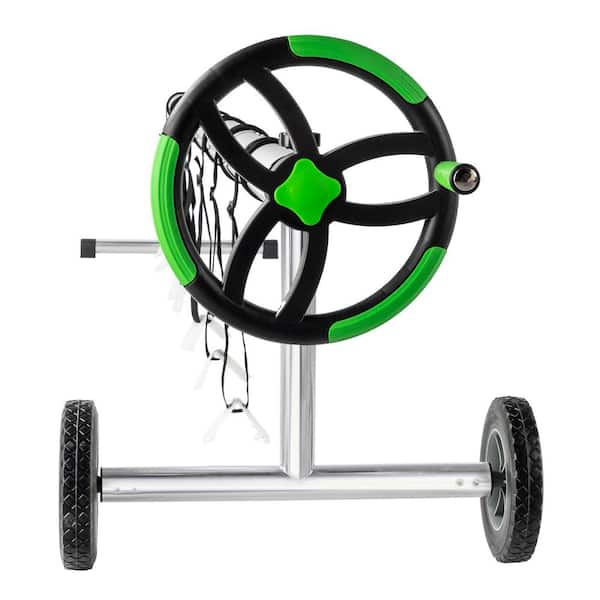 21 ft. L Adjustable Aluminum Tube Pool Cover Reel with Hand Crank and Wheels