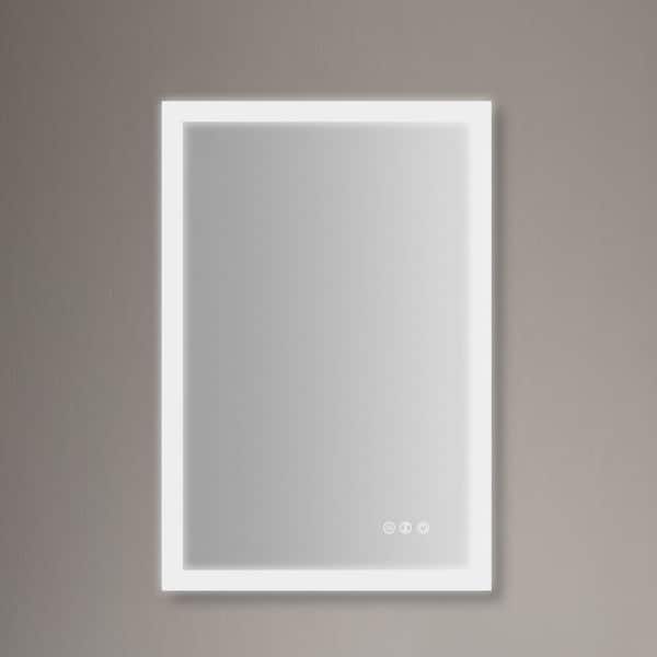 Aoibox 36 in. W x 24 in. H Large Rectangular Frameless Backlit, Anti Fog and Dimmable Wall Bathroom Vanity Mirror in Silver