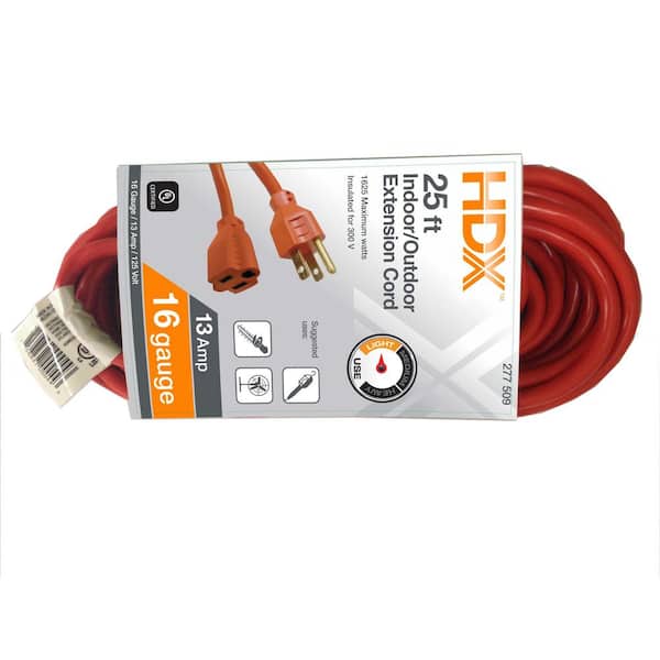25 ft. 16/3 Light Duty Indoor/Outdoor Extension Cord, Orange