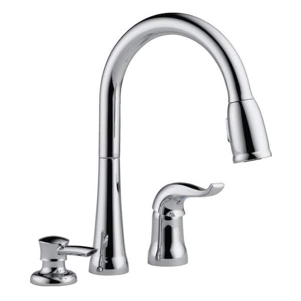 Delta Kate Single-Handle Pull-Down Sprayer Kitchen Faucet with MagnaTite Docking and Soap Dispenser in Chrome