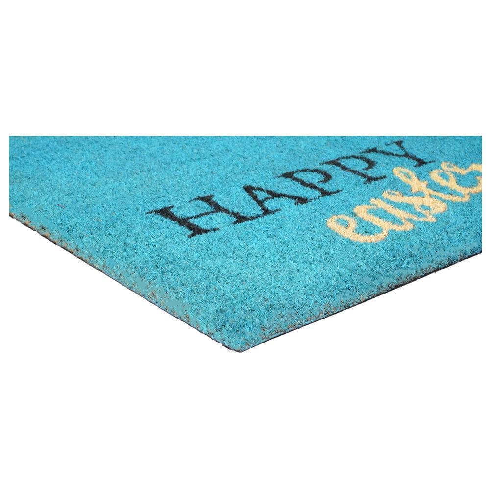 Happy Easter Blue and Beige Coir Outdoor Doormat