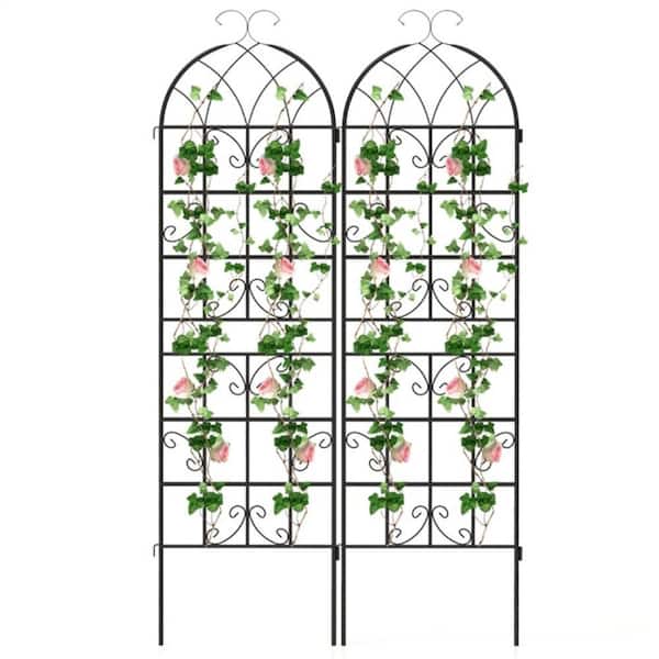 71 in. Galvanized Metal 2 Pack Fence Trellis Panels Retro Style Cucumber Trellis