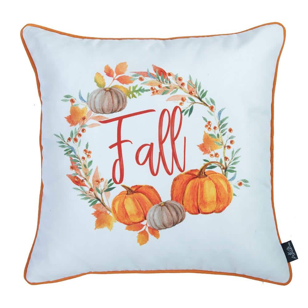 Fall Plaid and Pumpkin Polyester Throw Pillow Covers 18x18 Set of 4