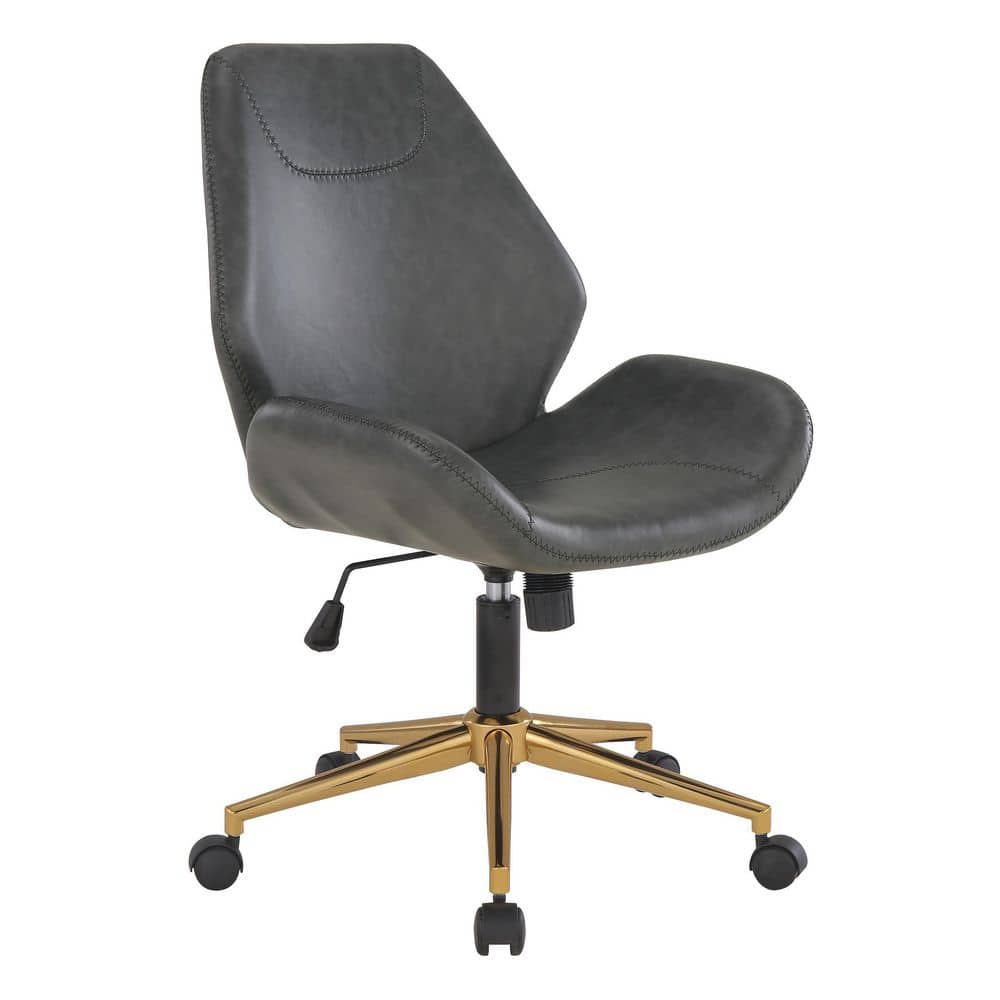 Black Leather and Metal Swivel Executive Office Chair