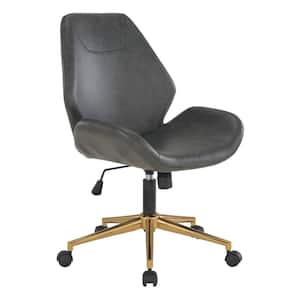 Reseda Series Executive Office Chair In Black Faux Leather with Gold Base