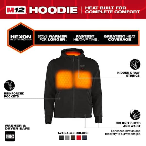 Men's Medium M12 12-Volt Lithium-Ion Cordless Black Heated Jacket Hoodie Kit