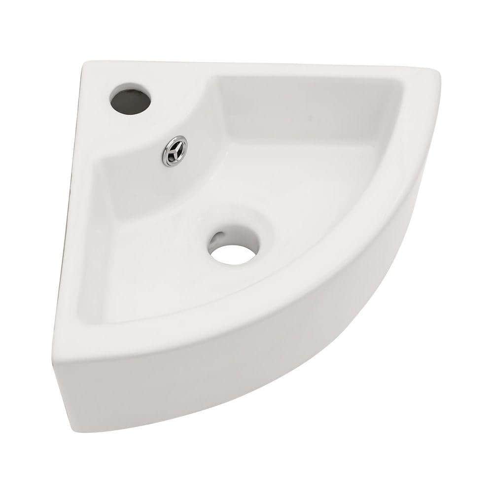 Sarlai 18 in. x 13 in. Corner Wall-Mounted Ceramic Bathroom Sink