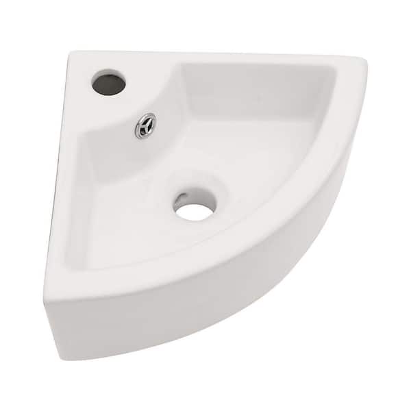 Sarlai 18 in. x 13 in. Corner Wall-Mounted Ceramic Bathroom Sink