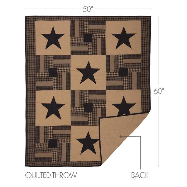 Primitive Check Star Quilted Throw Pillow