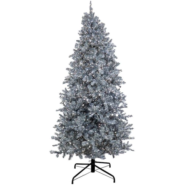 9 ft. Pre-Lit Christmas Matte Silver Metallic Artificial Christmas Tree with 2000 LED Infinity Lights