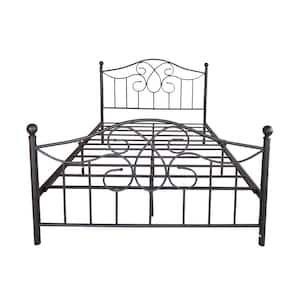 Modern Full Size Black Metal Bed Frame with Headboards