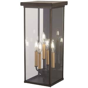 Casway 5-Light Oil Rubbed Bronze with Gold Highlights Outdoor Wall Lantern Sconce