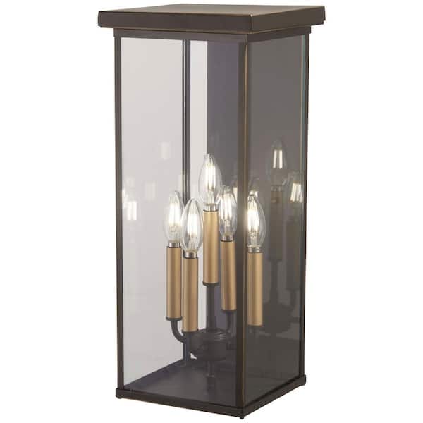 The Great Outdoors Casway 5-Light Oil Rubbed Bronze with Gold Highlights Outdoor Wall Lantern Sconce