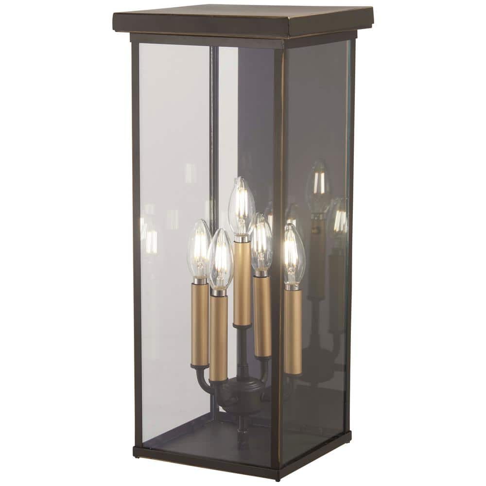 Casway 5-Light Oil Rubbed Bronze with Gold Highlights Outdoor Wall Lantern Sconce price history on PriceWatchPro