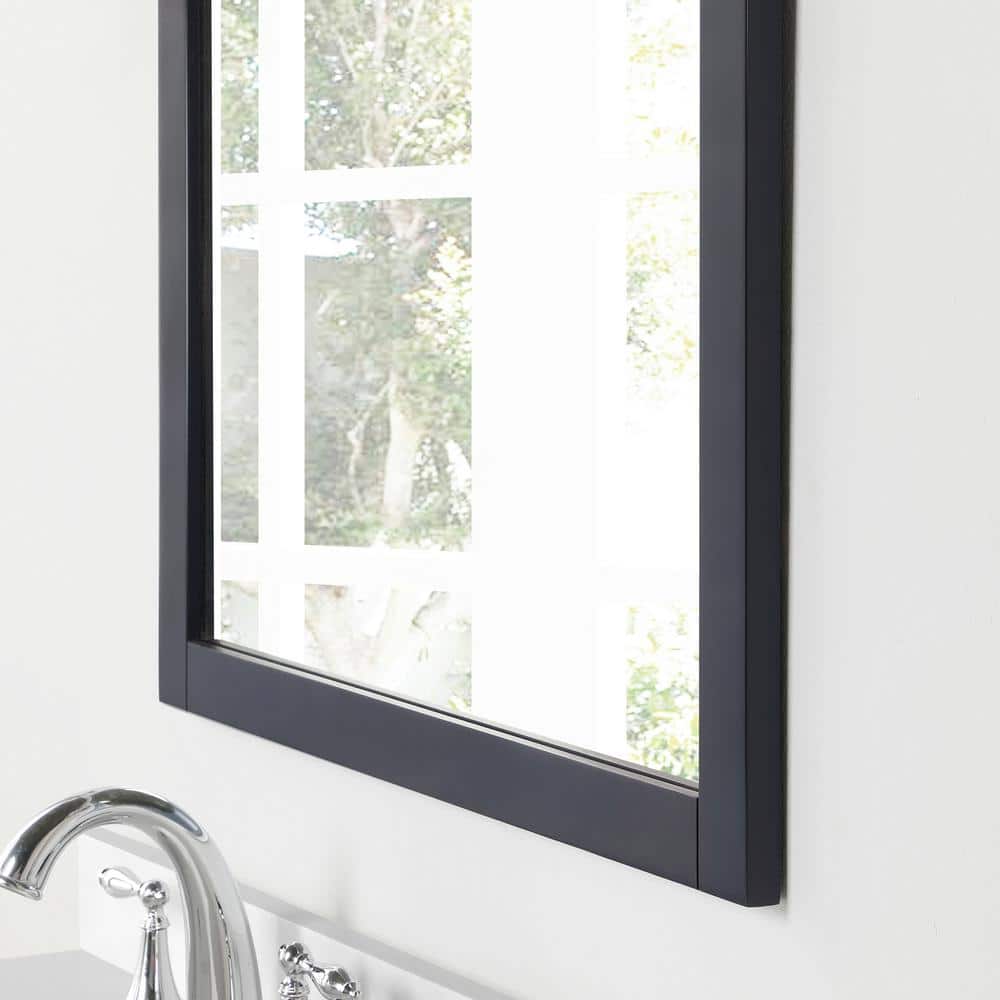 Tahoe Classic Dark Charcoal Solid Wood 28" x 36" Rectangular Wall Mirror