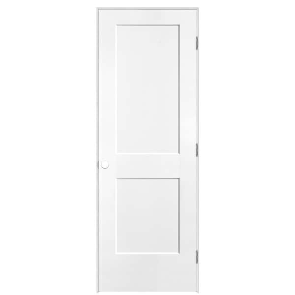 28 in. x 80 in. 2-Panel Logan Left-Hand Solid Core Ultra Pure White Molded Composite Single Prehung Interior Door