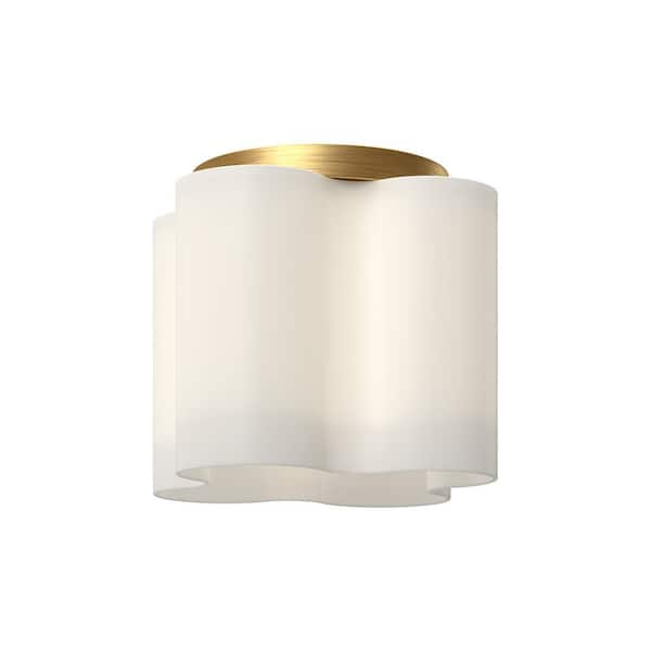 Clover 9 in. 1 Light 13-Watt Brushed Gold/Opal Glass Integrated LED Flush Mount