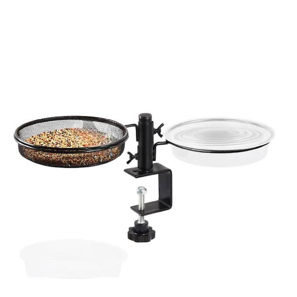 Unbranded Deck Bird Feeders with Metal Mesh Tray and 2 Water Bowls (1-Pack)