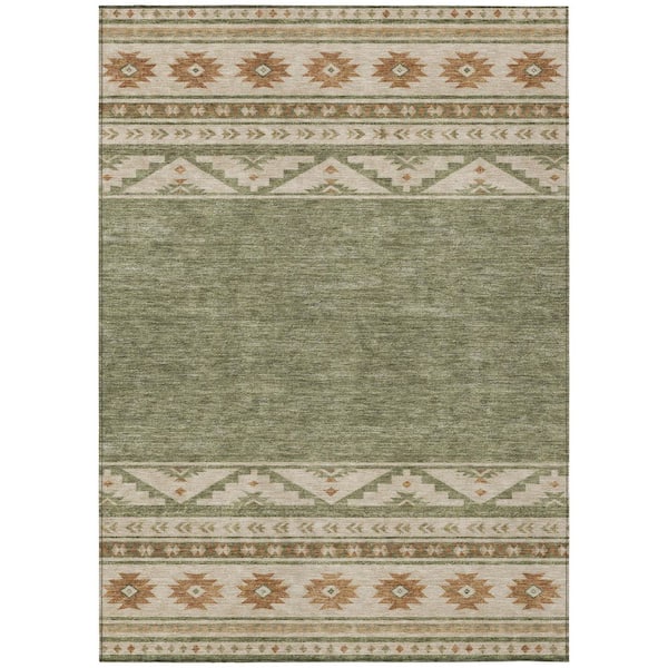 Chantille Machine Washable Indoor/Outdoor Abstract ACN3075 Sage 5 ft. x 7 ft. 6 in. Area Rug