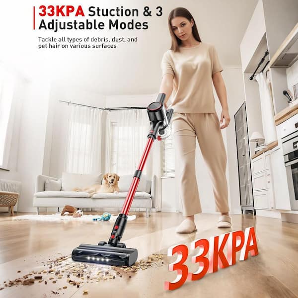 6 in 1 Bagless Stick Vacuum with HEPA Filter, 33 kPa Suction, Max to 45 Mins Runtime Battery, 1.5 L