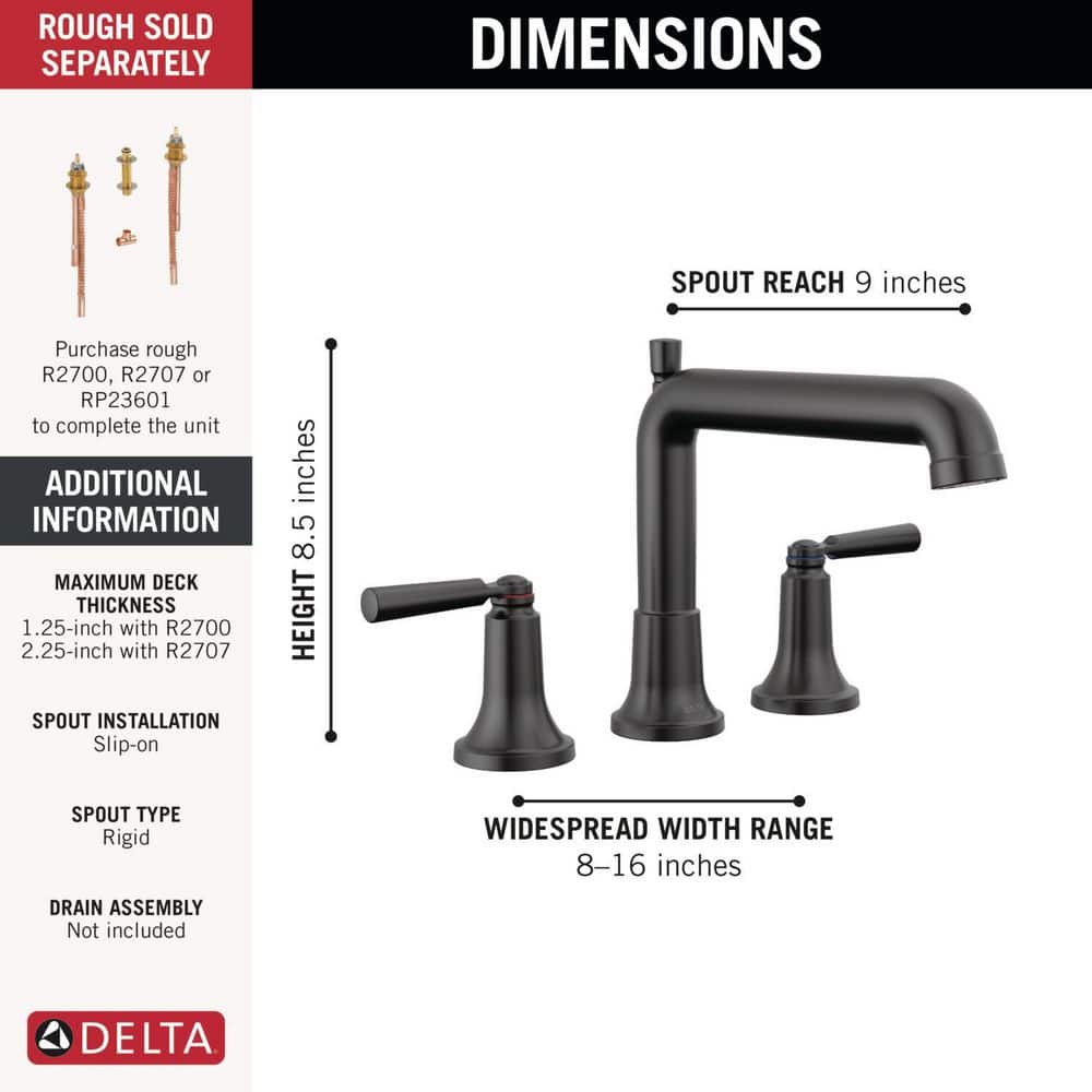 Saylor Matte Black Mid-Arc Deck-Mount Roman Tub Faucet