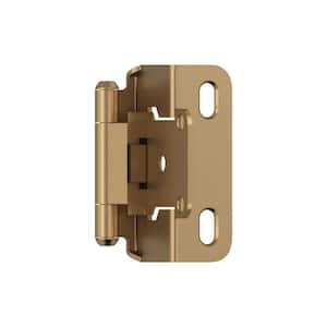 Champagne Bronze 1/2 in (13 mm) Overlay Self Closing, Partial Wrap Cabinet Hinge (2-Pack)