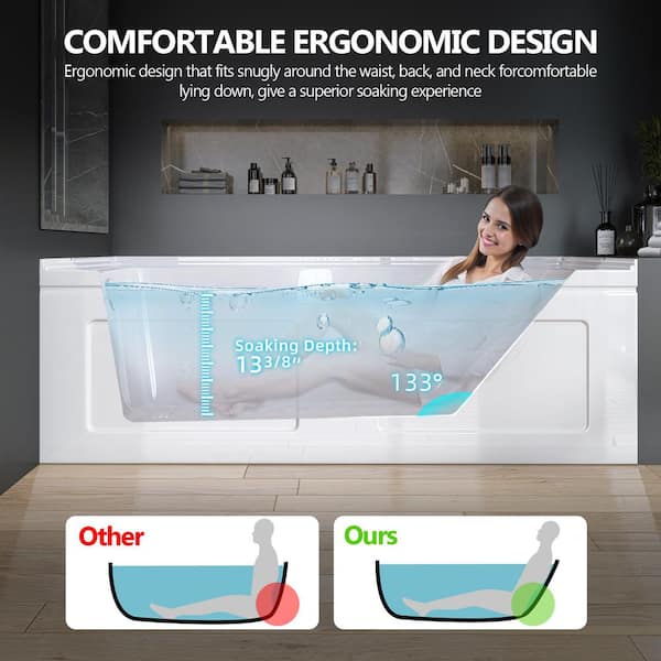 Zeafive Sot 60 in. x 32 in. Alcove/Apron Front Soaking Bathtub