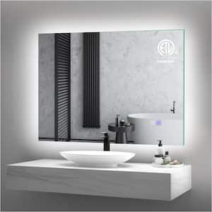 32 in. W x 24 in. H Medium Rectangular Frameless Anti-Fog Backlit LED Light Wall mounted Bathroom Vanity Mirror