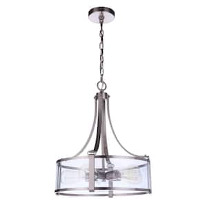 Elliot 60-Watt 5-Light Brushed Nickel Finish Dining/Kitchen Island Pendant with Clear Glass Shade, No Bulbs Included