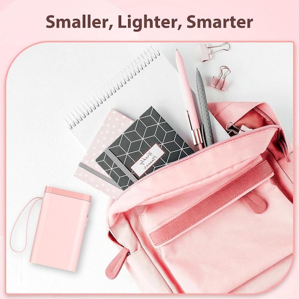 Ahfiwaso - Label Maker Machine with Tape, Built-in Cutter and Multiple Templates in Pink