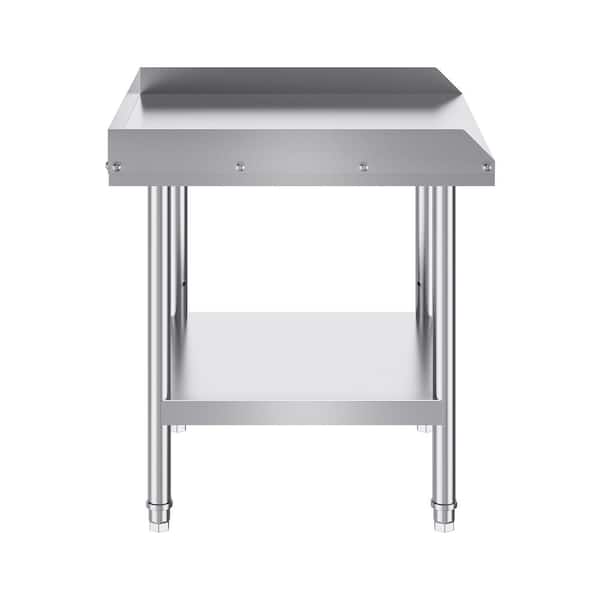 SVOPES 24 x 24 x 26 in. Stainless Steel Work Table, Commercial Kitchen Prep Table with Adjustable Height 3-Sided Backsplash