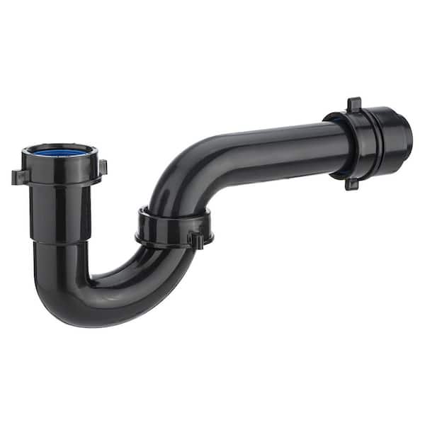 1 Pack 1-1/2 in. P-Trap with Adapter for Bathroom or Kitchen Sink Drain in Black