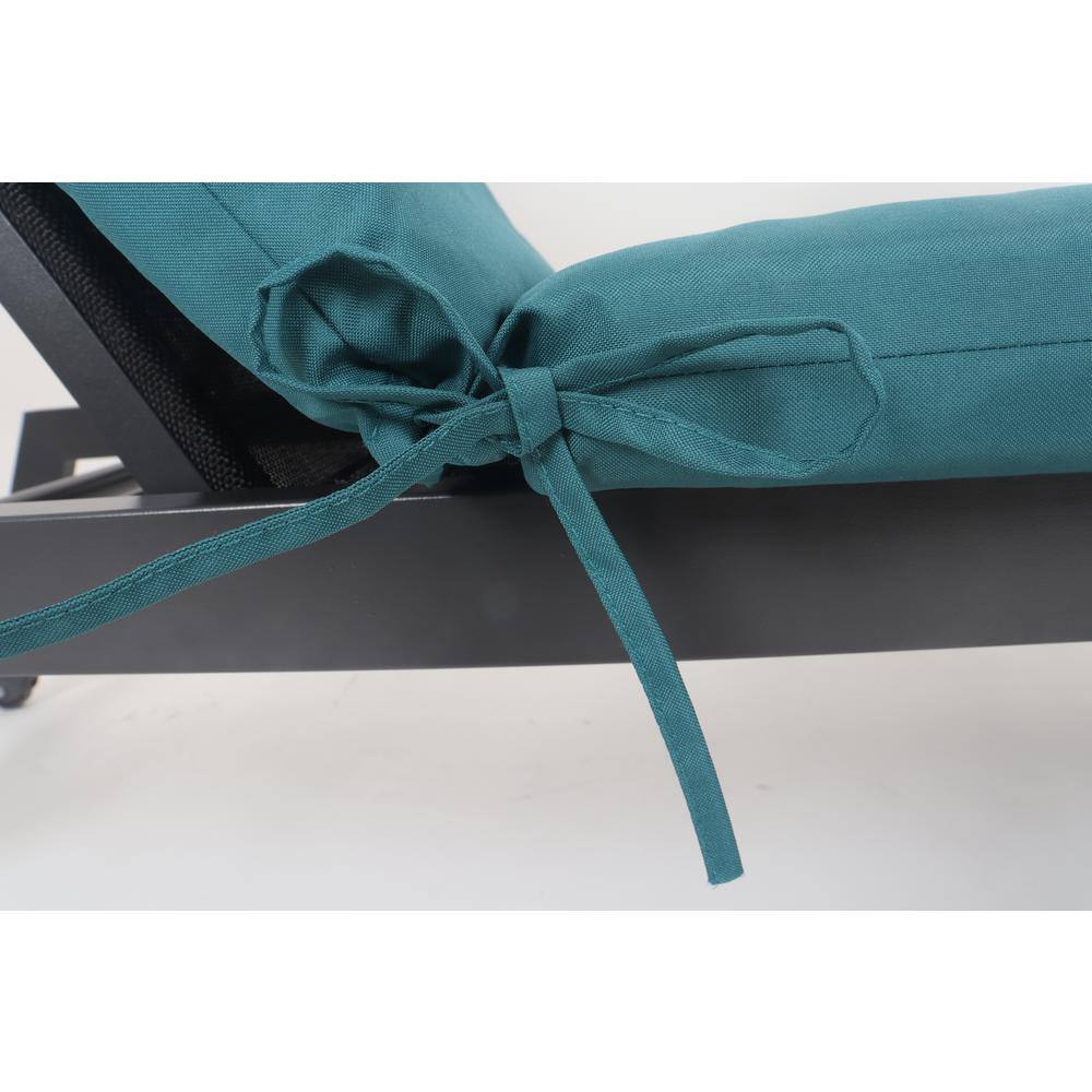 Smoke Blue Polyester Outdoor Lounge Chair Cushions, Set of 2