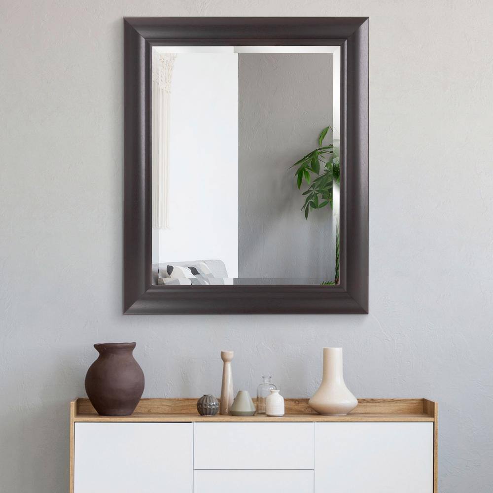 Espresso Elegance 28.5" x 34.5" Rectangular Wood Vanity Mirror