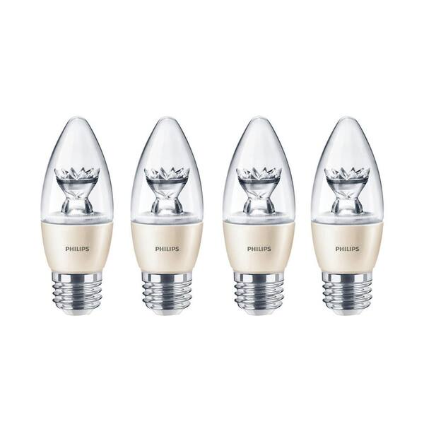 Philips 60-Watt Equivalent B13 Dimmable LED Blunt Tip Candle Soft White (2700K) (4-Pack)