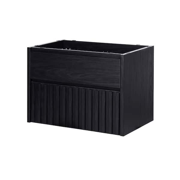Sherwin 30 in. W x 18 in. x D x 20 in. H Slat Modern 2-Drawer Wall Mounted Bath Vanity Cabinet without Top in Black